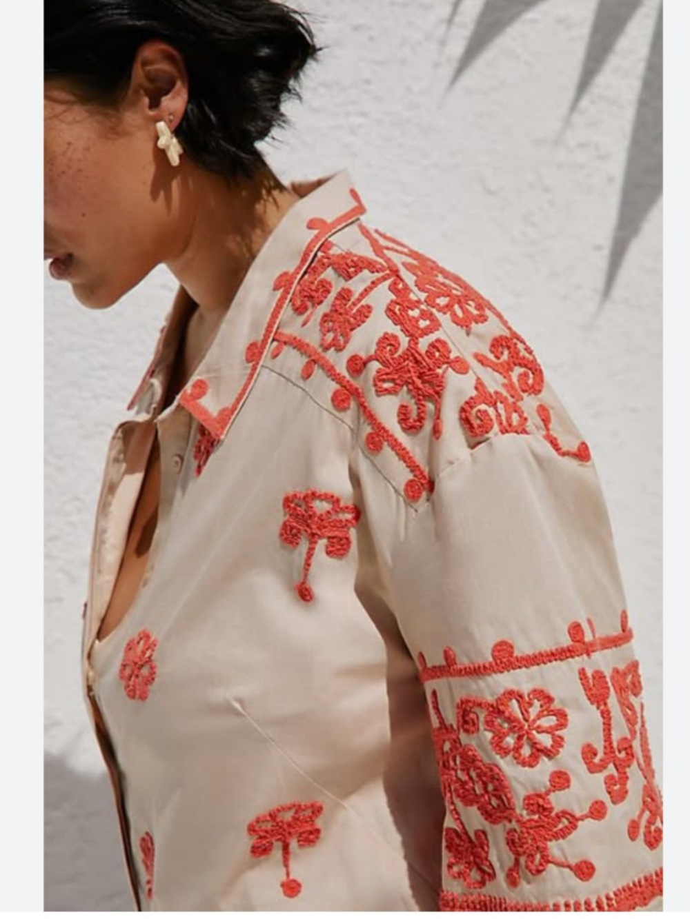 NWT Anthropologie Maeve Embroidered Collared  Button front Summer Shirt Dress XL - Picture 8 of 16